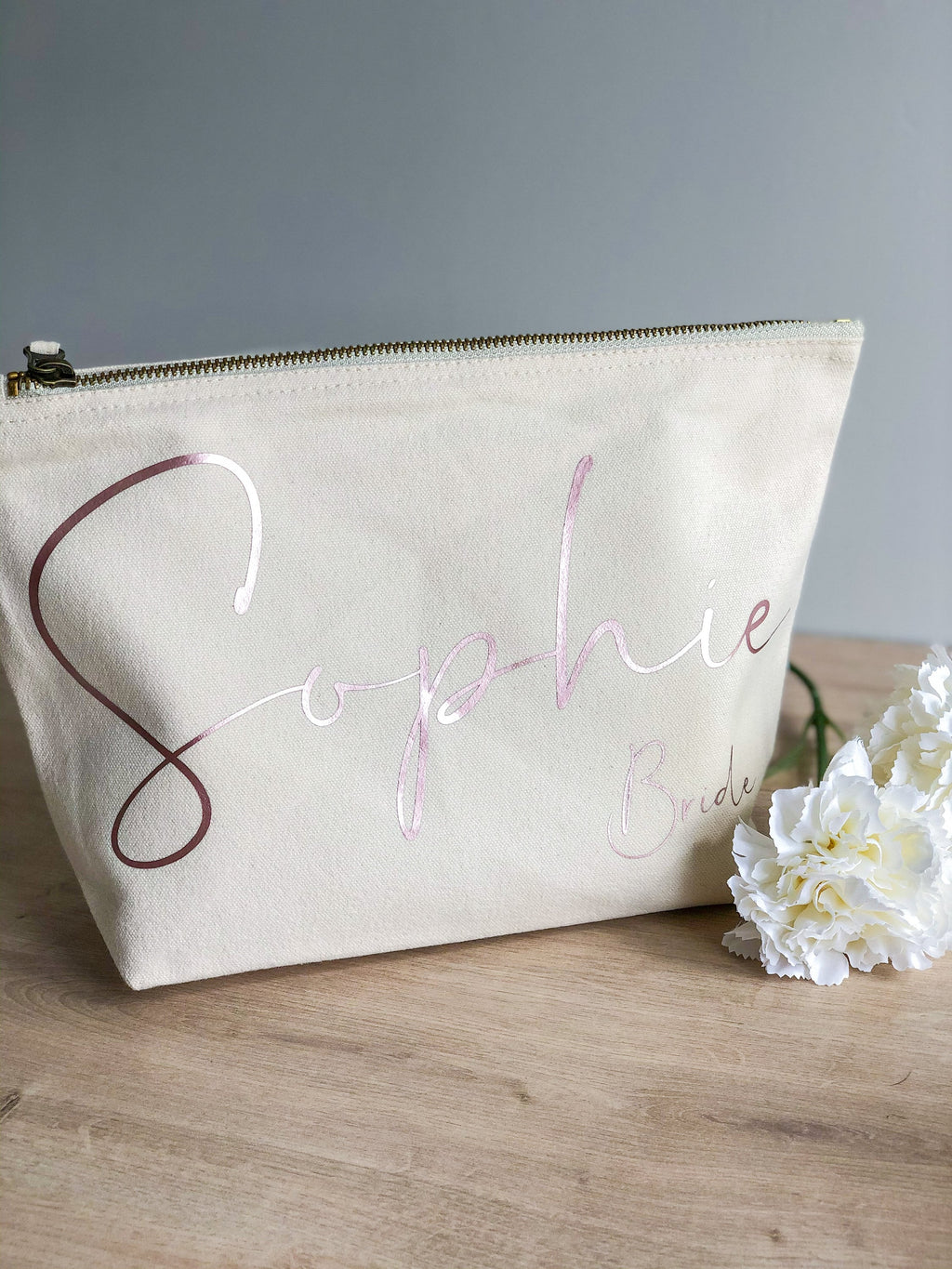 Bride Makeup Bag | Personalised Bride Cosmetic Bag | Wedding Gift | Bridal Prep Gift | Makeup Bag