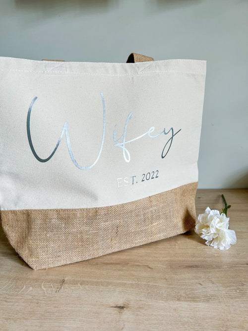 Wifey Tote Bag | Wifey Bag | Tote Bag | Wifey Beach Bag | Personalised Tote Bag | Hen Do Tote Bag | Canvas Tote Bag | Honeymoon Beach Bag