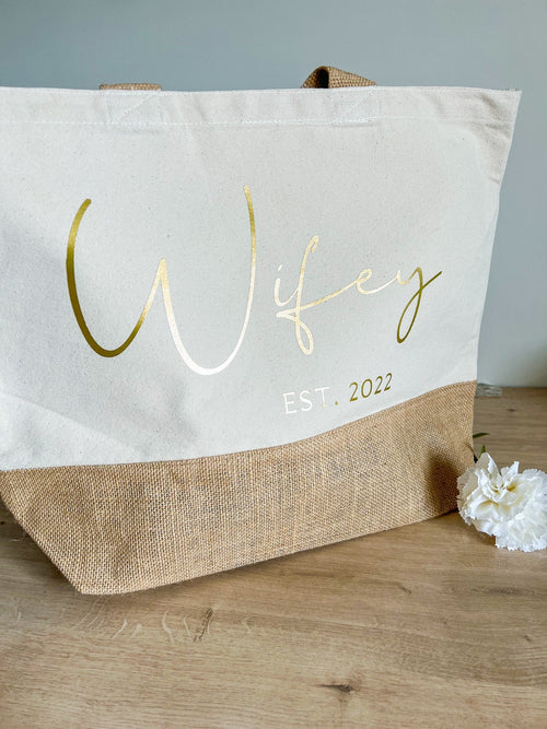 Wifey Tote Bag | Wifey Bag | Tote Bag | Wifey Beach Bag | Personalised Tote Bag | Hen Do Tote Bag | Canvas Tote Bag | Honeymoon Beach Bag