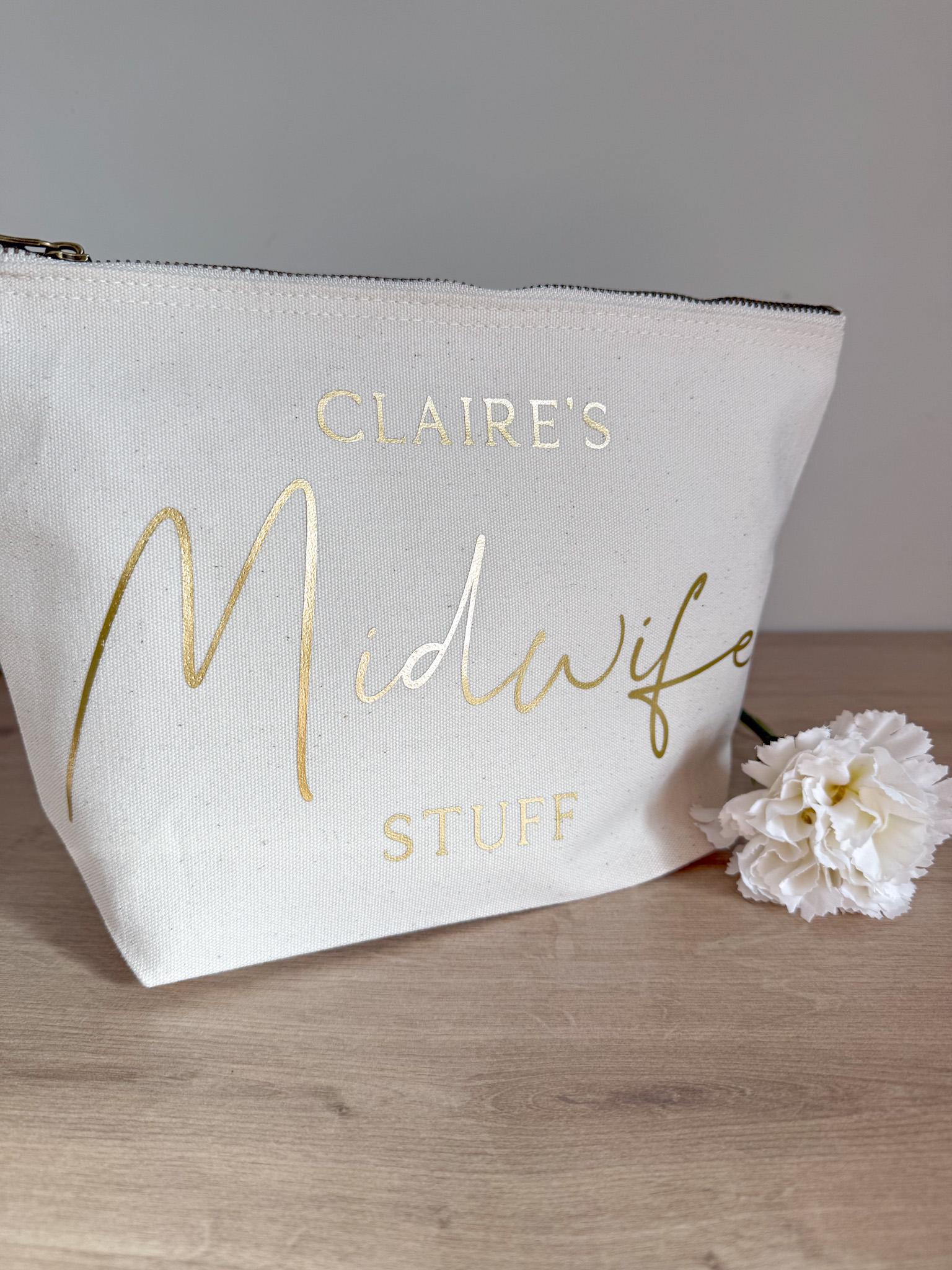 Personalised Midwife Makeup Bag | Cosmetic Bag | Midwife Gift | Midwife Thank You
