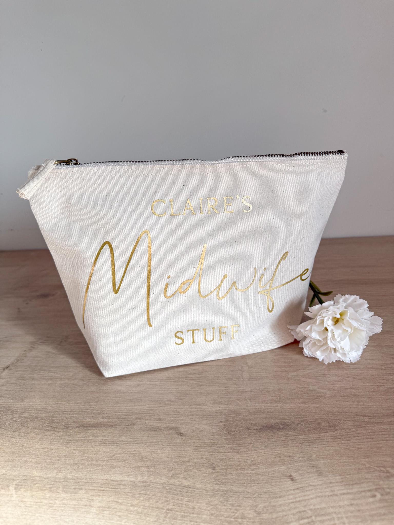Personalised Midwife Makeup Bag | Cosmetic Bag | Midwife Gift | Midwife Thank You