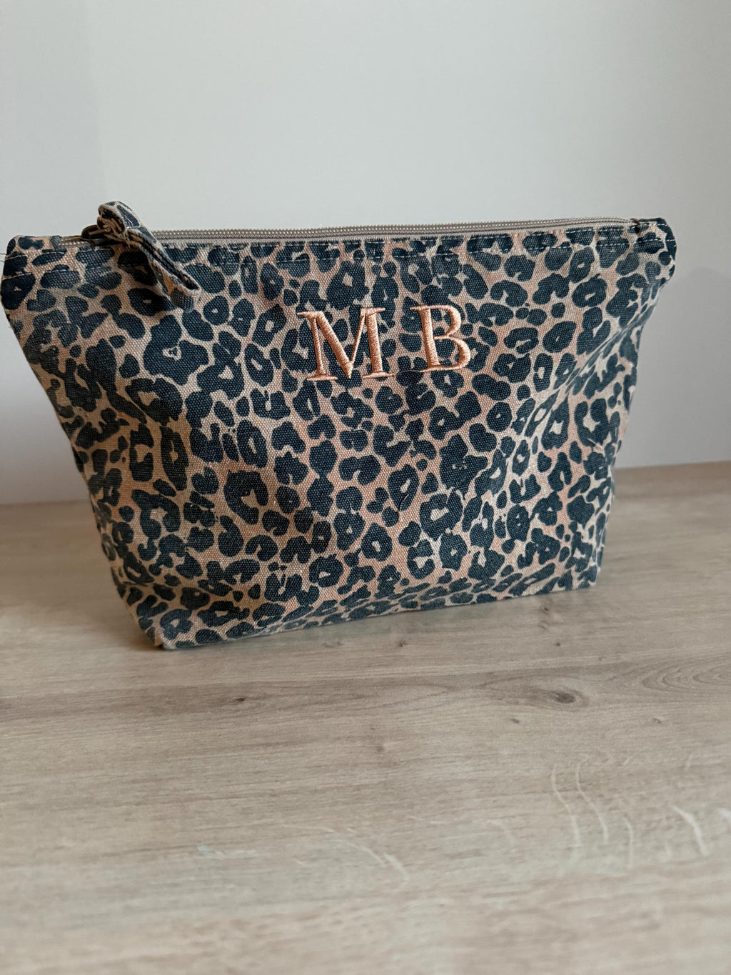 Personalised Leopard Print Cosmetic Bag | Embroidered Monogram Pouch | Embroidery Initial Bag | Embroidered Bag | Makeup Bag | Embroidered